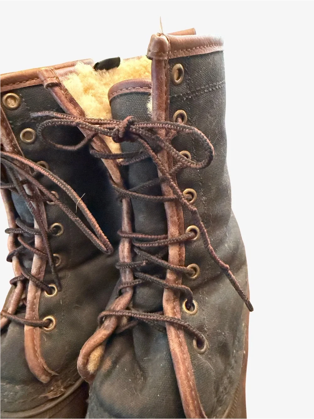 L.L. Bean Women's Brown and Tan Insulated Lace-Up Winter Boots